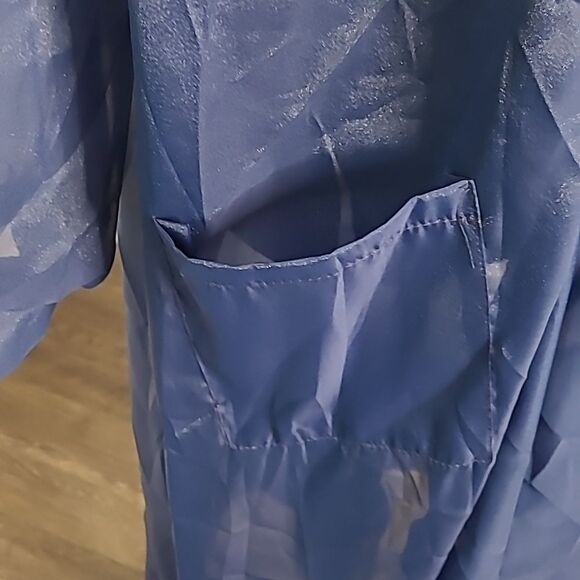 Shimmering  poly navy floorlength cover up with pockets - Picture 3 of 12